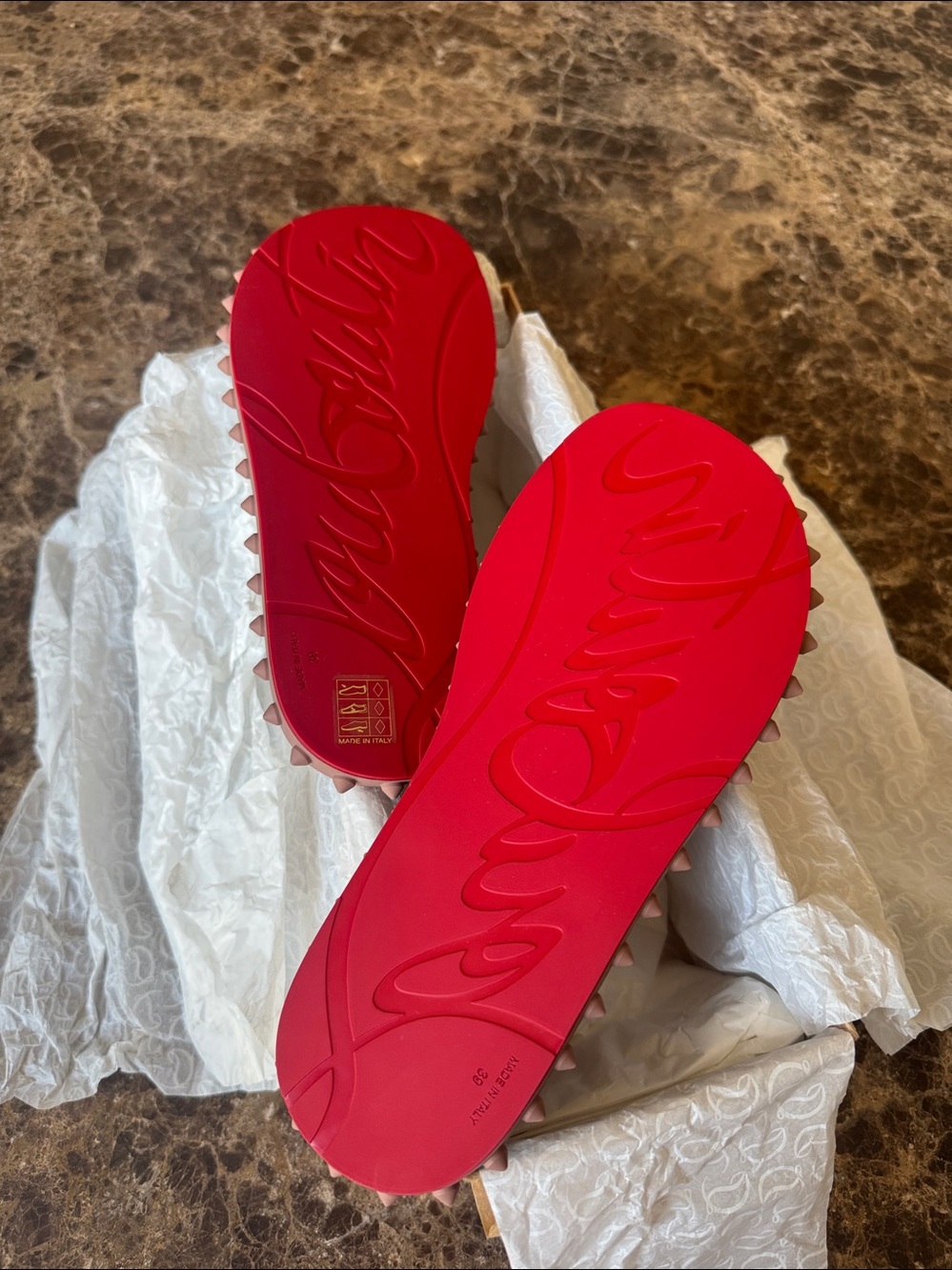 Christian Louboutin super loubi flip flop rubber spike sandals flats sz 39 - Picture 7 of 9
